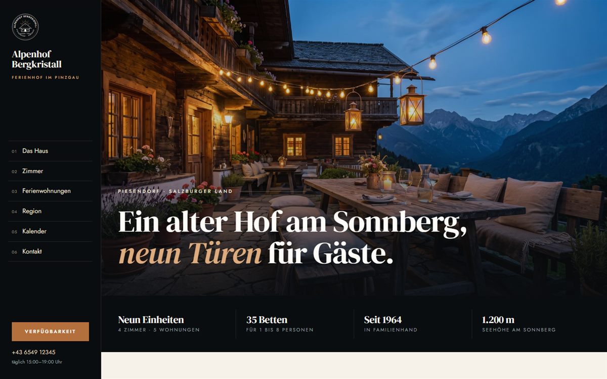 Webseite Alpenhof am Desktop