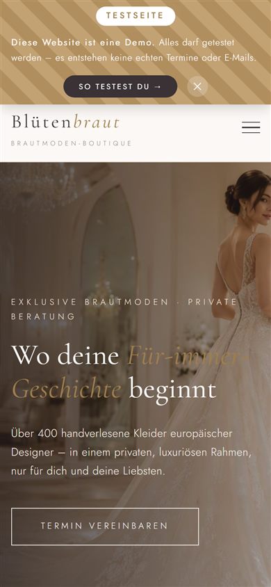 Die gleiche Webseite am Smartphone